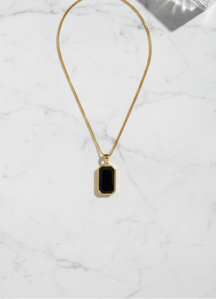 Noir – Black Geometric Pendant Necklace