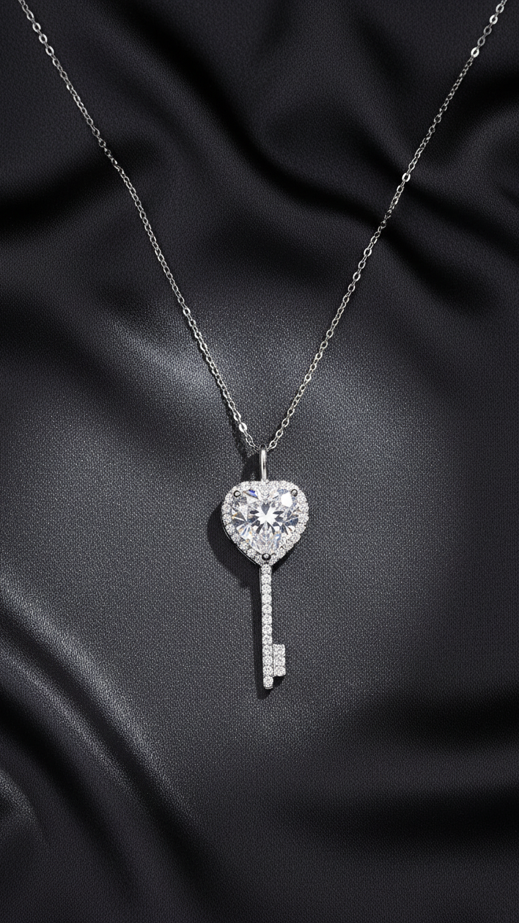 Lyra – Heart Key Sparkle Pendant
