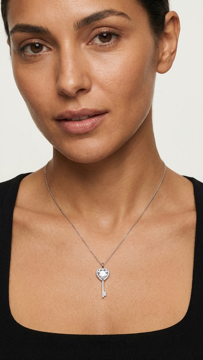 Lyra – Heart Key Sparkle Pendant