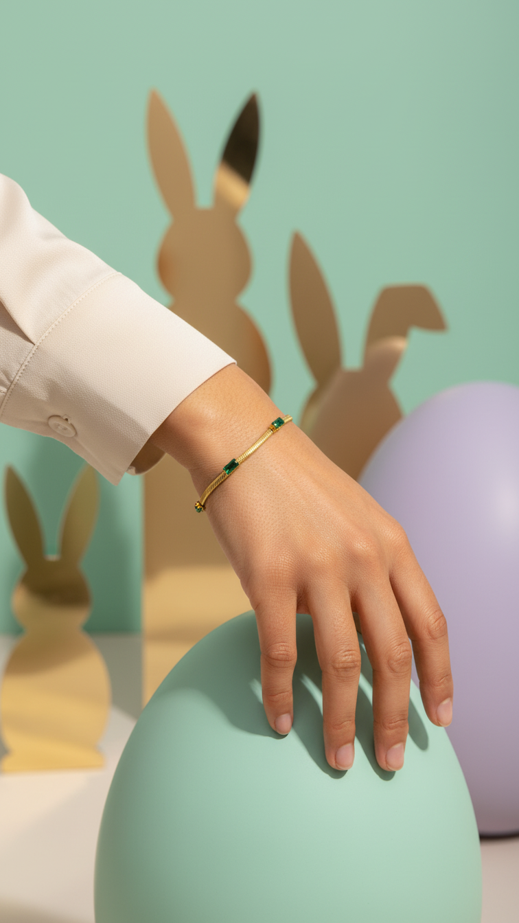 Zeyra Wrap – Emerald Kiss Snake Chain Bracelet