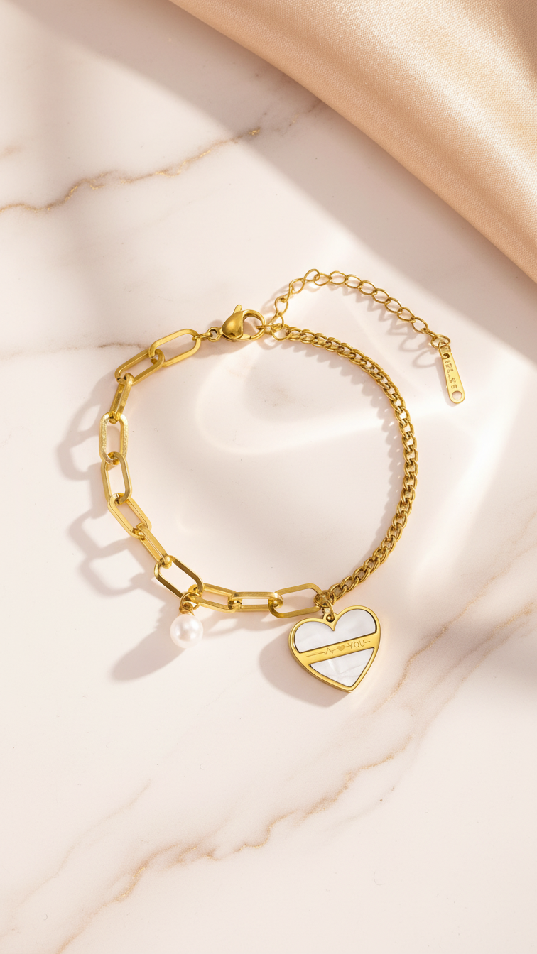 Valencia – Bold Heart Duo Chain Bracelet