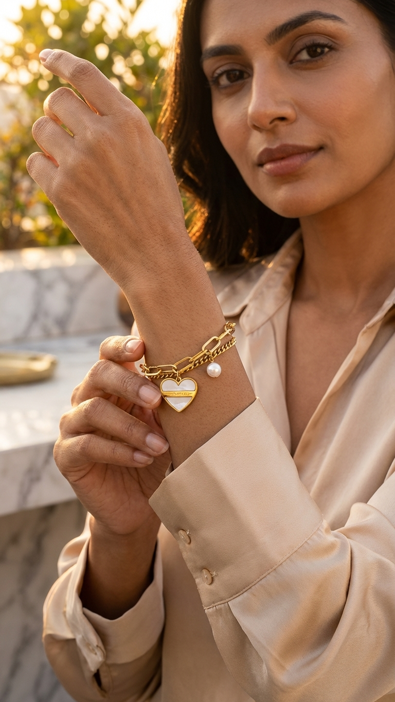Valencia – Bold Heart Duo Chain Bracelet