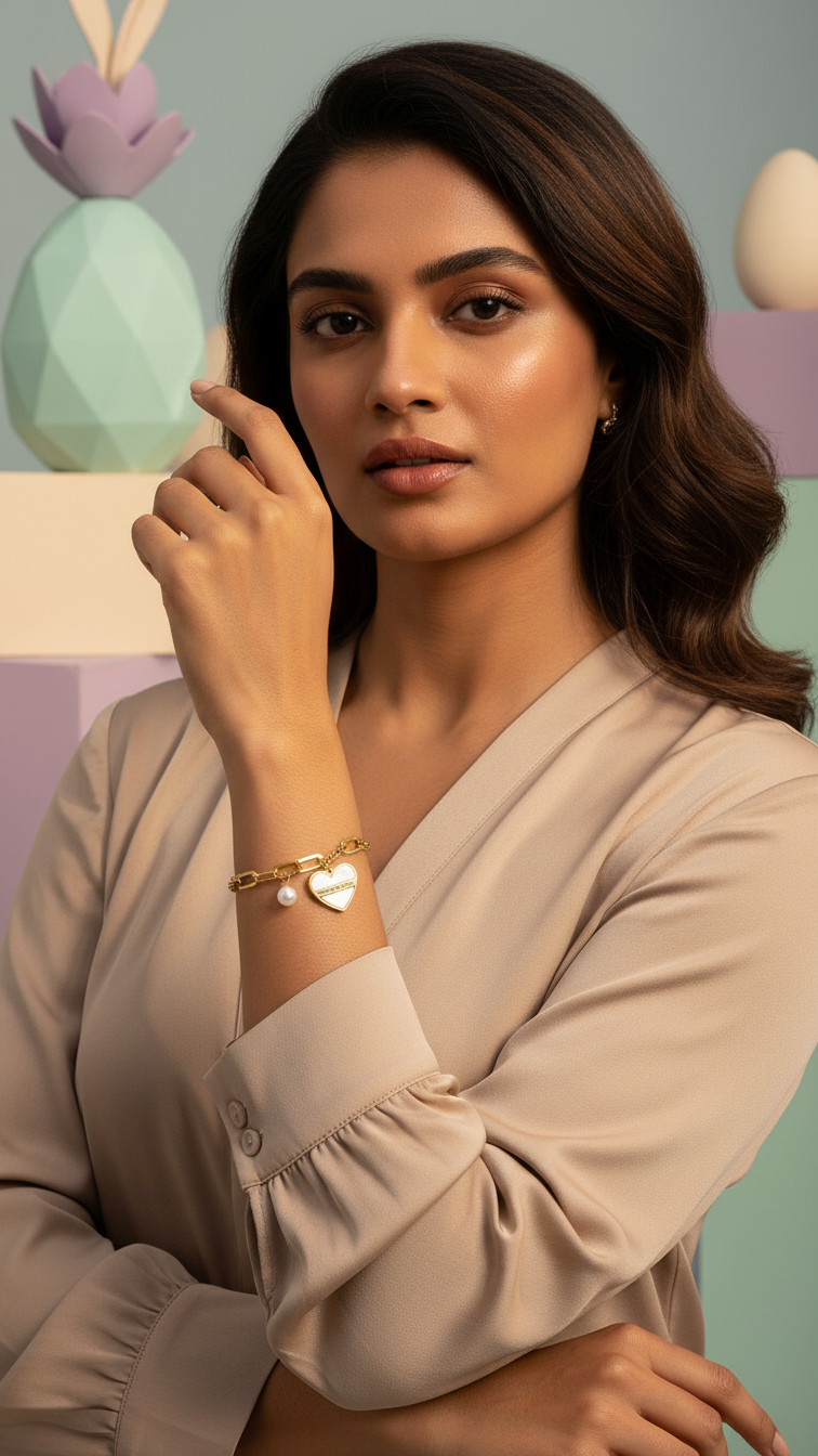 Valencia – Bold Heart Duo Chain Bracelet