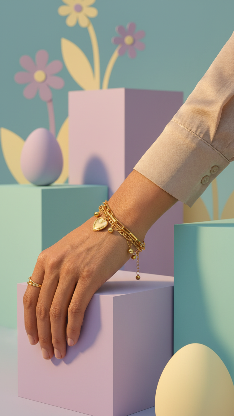 Amora – Golden Heart Charm Wrap Bracelet