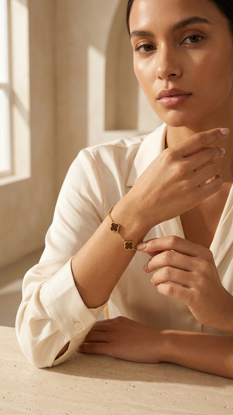 Sienna – Brown Clover Emblem Bracelet