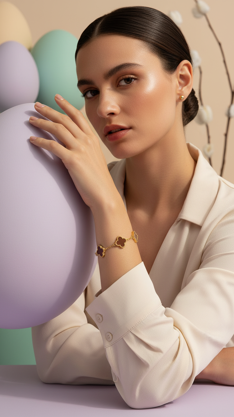 Sienna – Brown Clover Emblem Bracelet