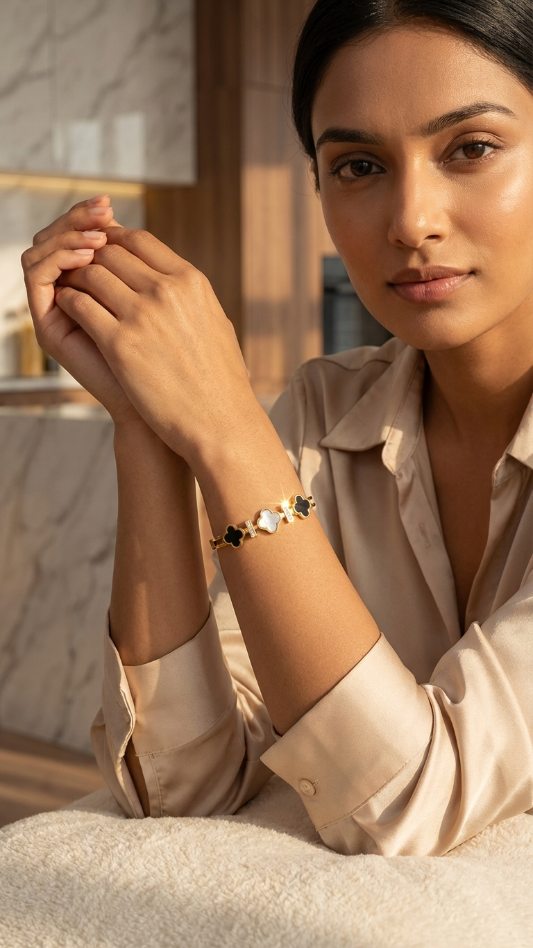 Seraphina – Triple Clover Mother of Pearl Bracelet