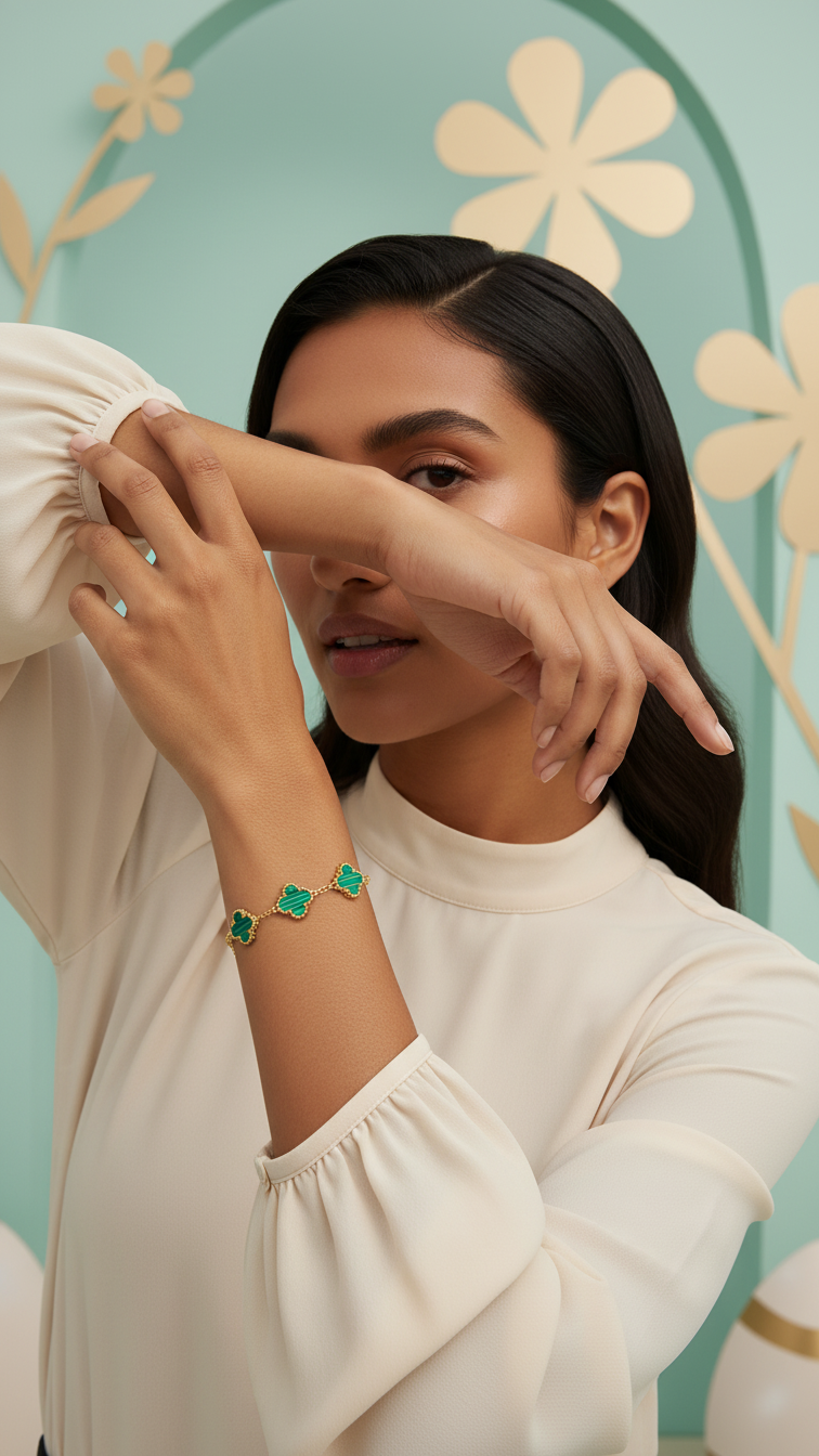 Emeralda – Lucky Green Clover Chain Bracelet