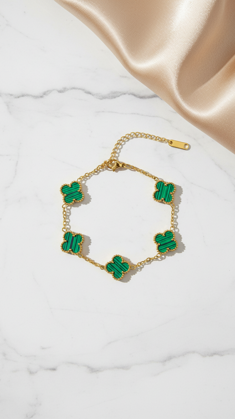 Emeralda – Lucky Green Clover Chain Bracelet