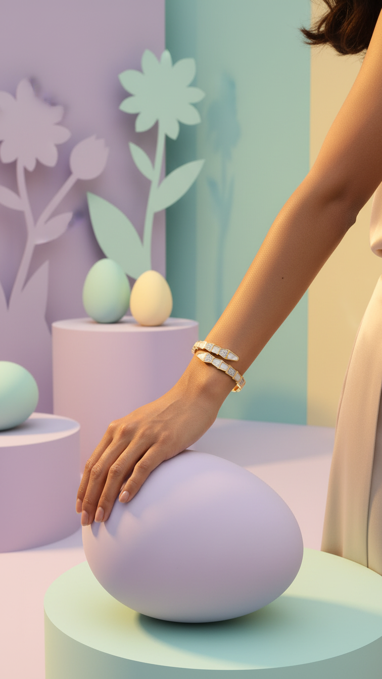 Serpentina – Gold Pearl Snake Bangle