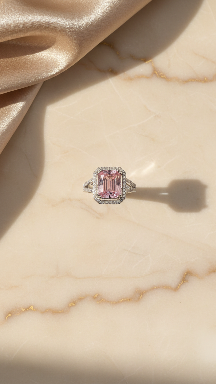Zaria – Crushed Ice Pink Statement Ring