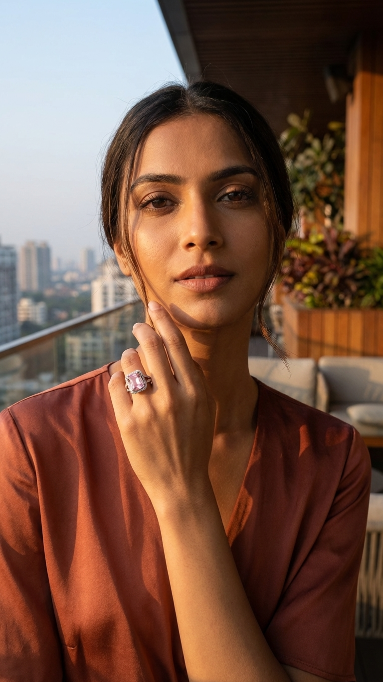 Zaria – Crushed Ice Pink Statement Ring