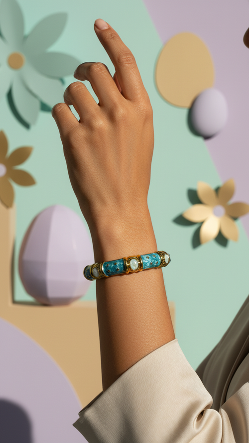 AZURA – The Ocean Enamel Gold Bangle