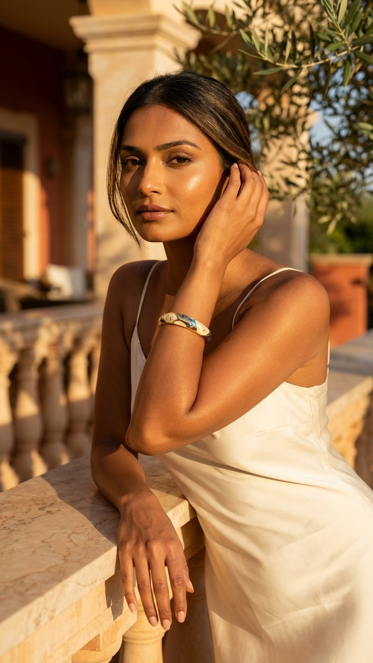 LUNARA – The Celestial Enamel Gold Bangle