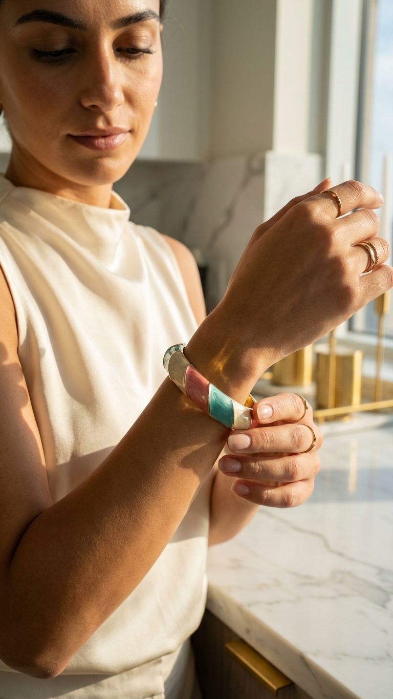 PALETA – The Pastel Enamel Gold Bangle