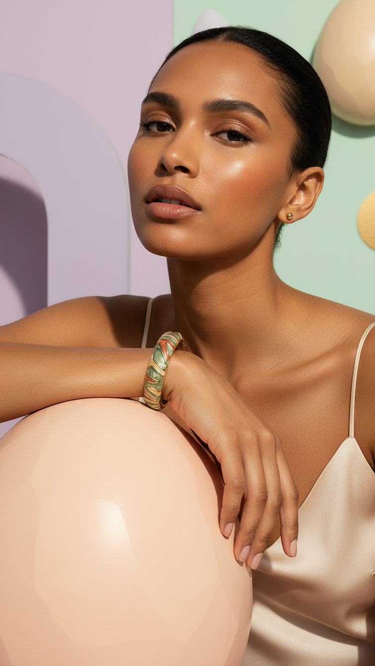 TERRALUX – The Earth-Tone Enamel Gold Bangle