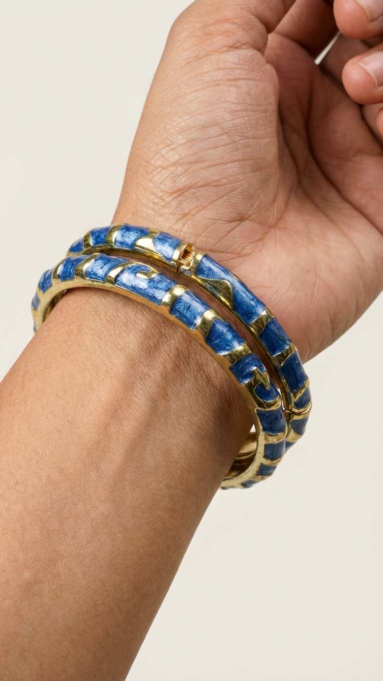MARINOVA – The Deep Blue Enamel Bangle Set (Pair)