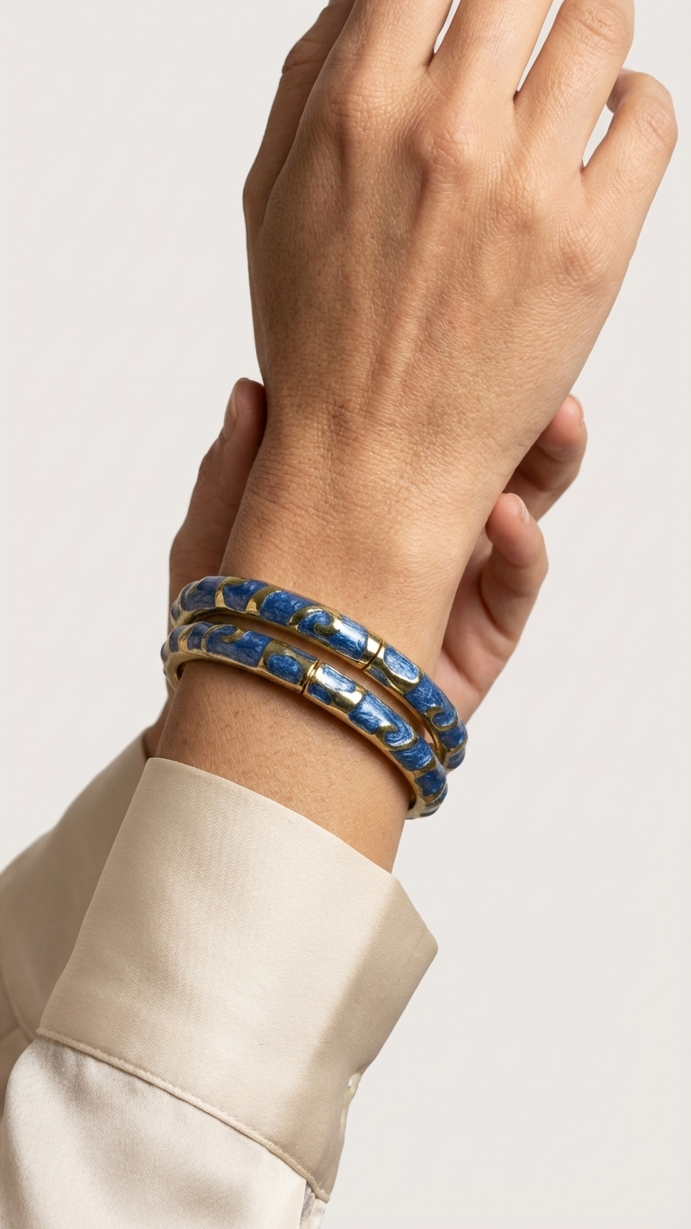 MARINOVA – The Deep Blue Enamel Bangle Set (Pair)