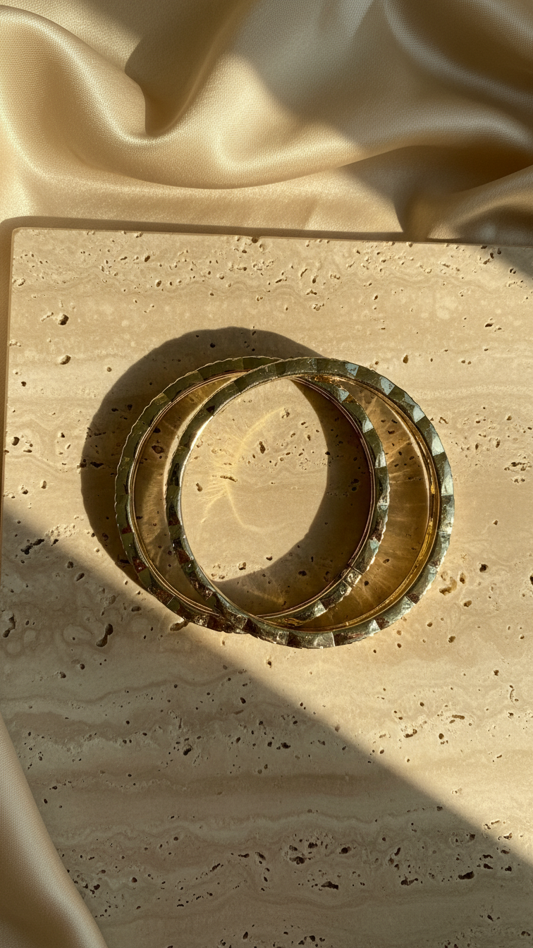 MOSAIQUE DUO – The Multi-Tone Enamel Gold Bangle Set (Pair)