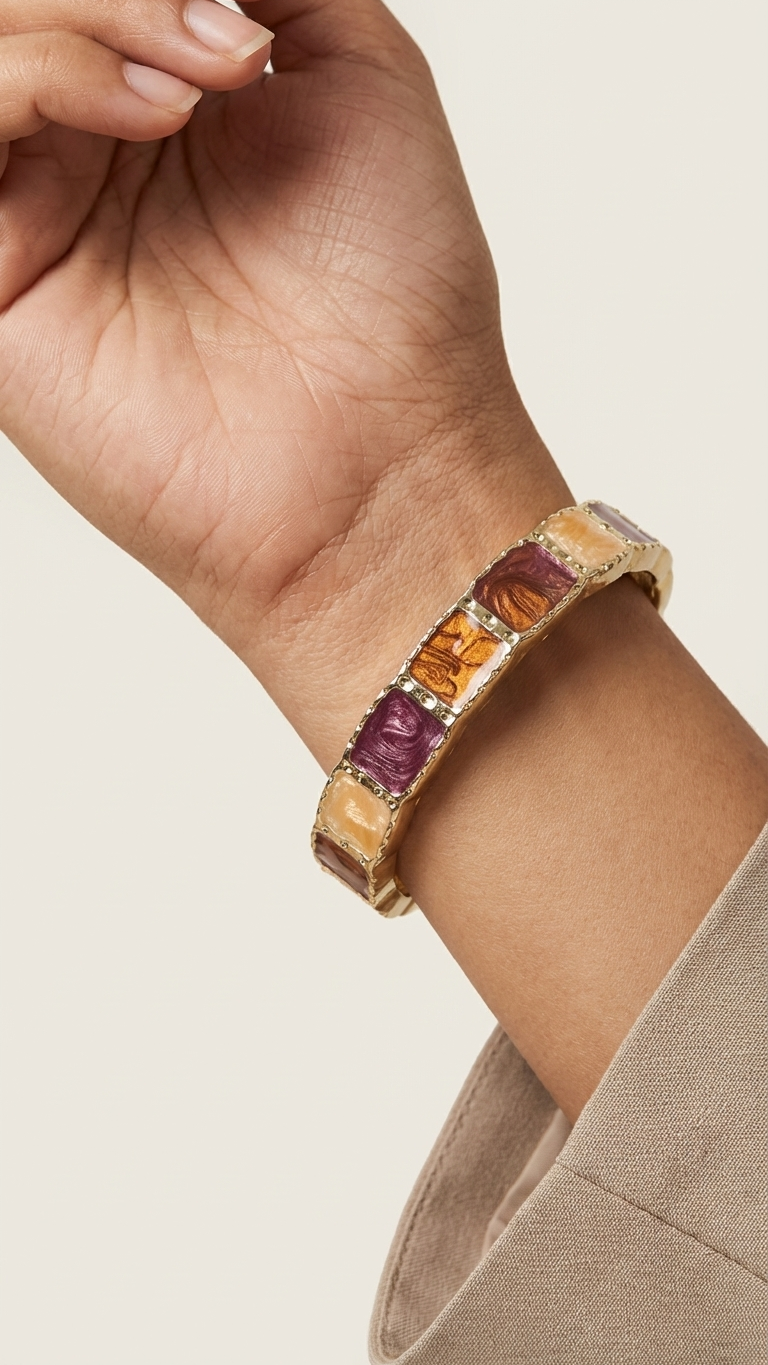 MOSAIQUE – The Multi-Tone Enamel Gold Bangle