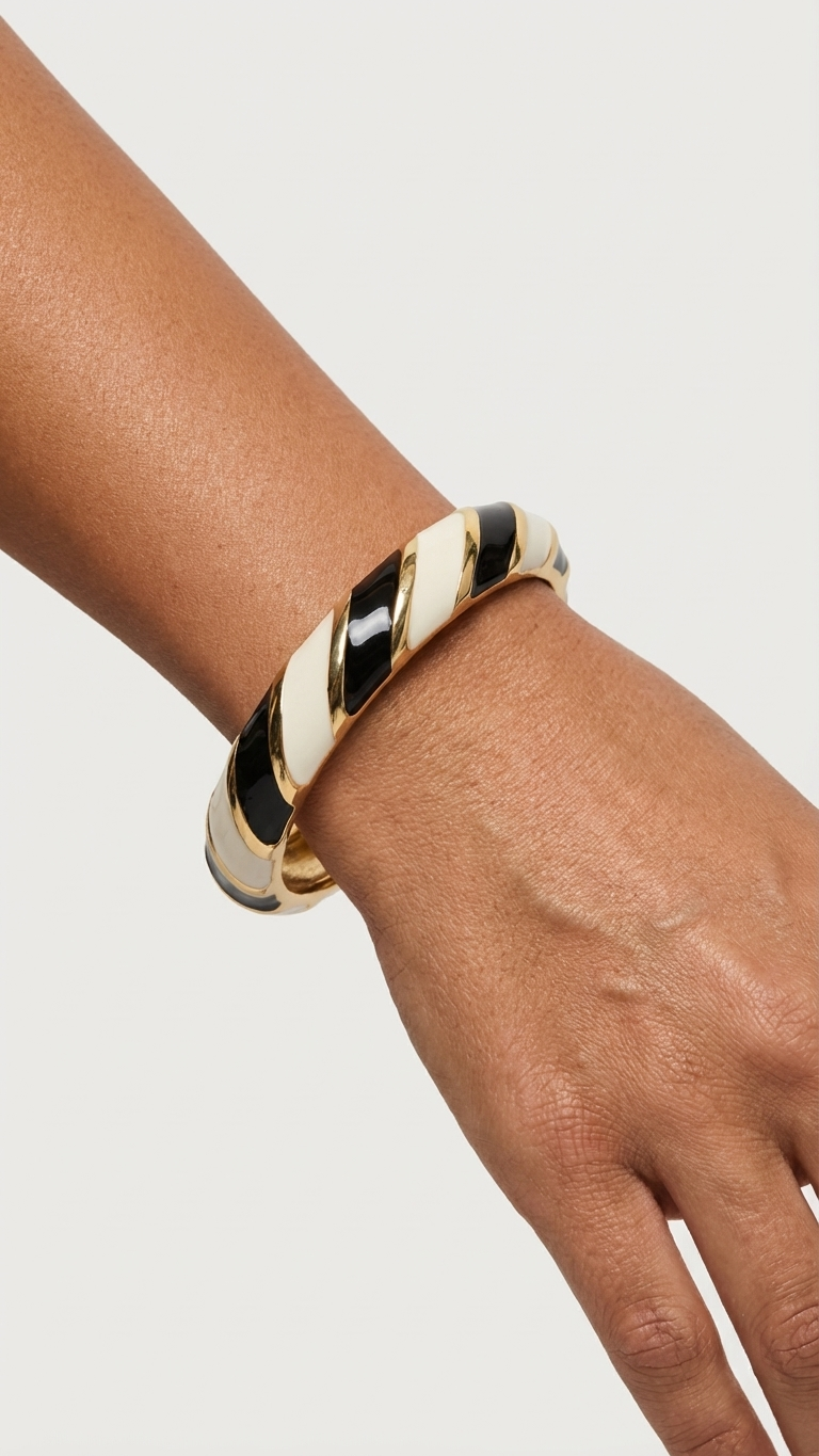 MONARQUE – The Black & White Enamel Gold Bangle