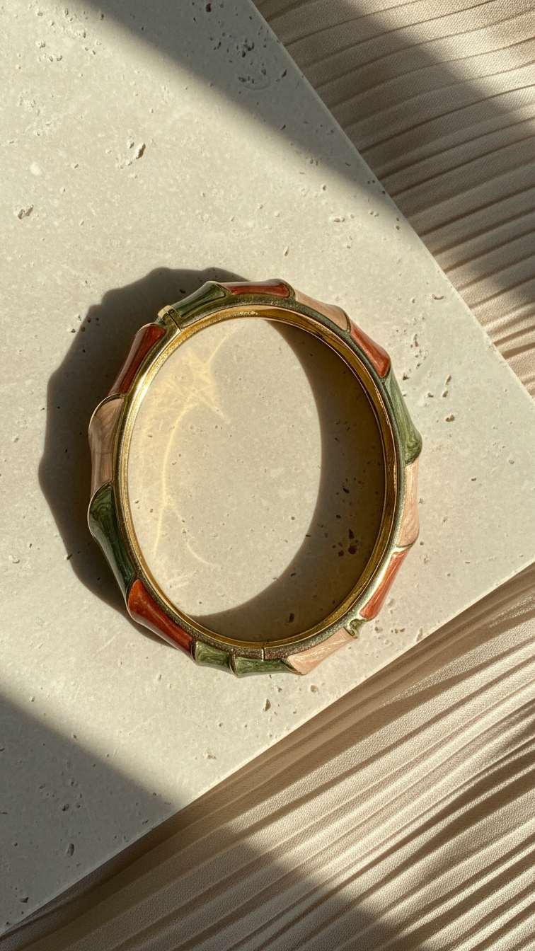 PETALINE – The Pastel Earth Enamel Gold Bangle