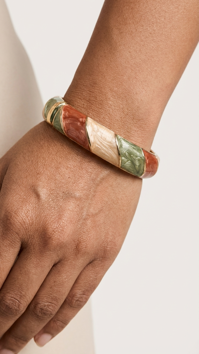 PETALINE – The Pastel Earth Enamel Gold Bangle