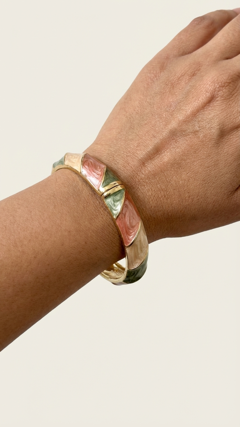PETALINE – The Pastel Earth Enamel Gold Bangle