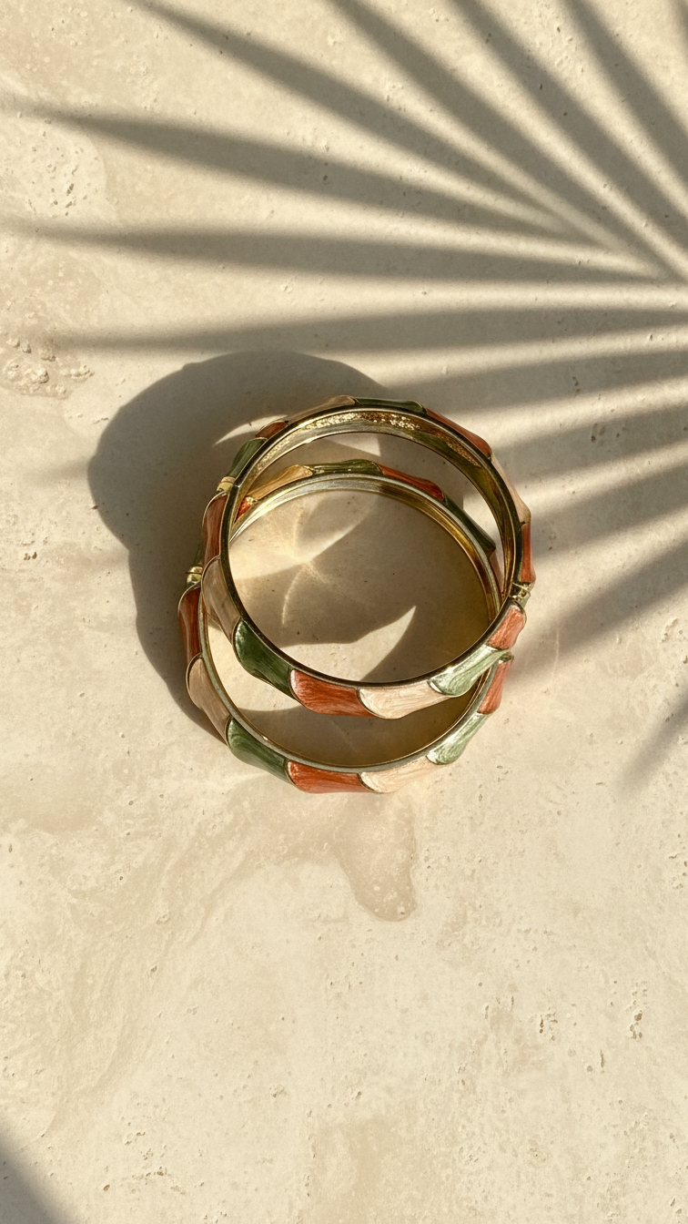 EARTH DUO – The Pastel Earth Enamel Bangle Set (Pair)