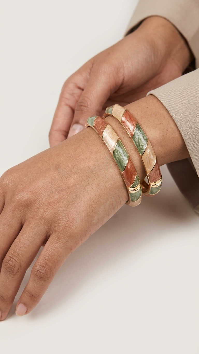 EARTH DUO – The Pastel Earth Enamel Bangle Set (Pair)