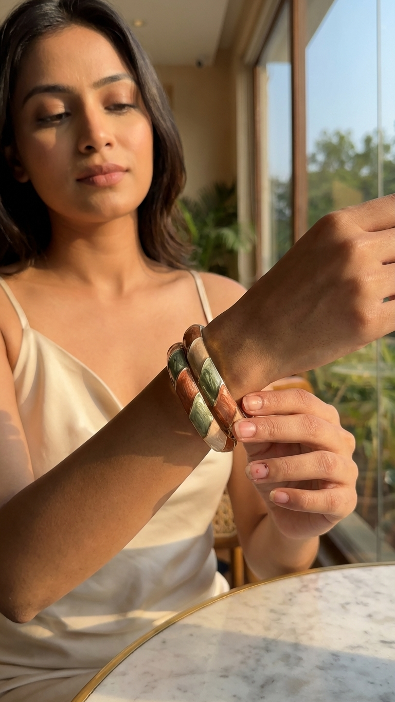 EARTH DUO – The Pastel Earth Enamel Bangle Set (Pair)