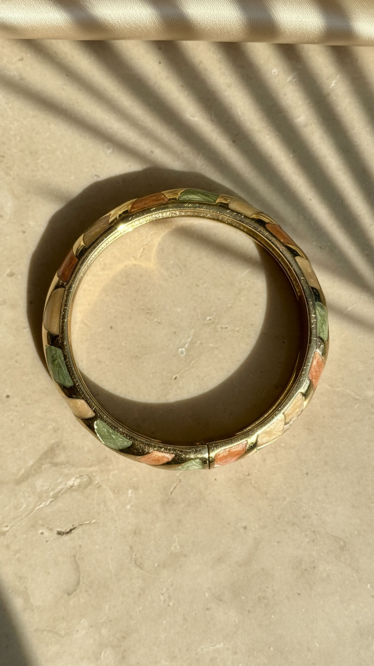 TERRA MUSE – The Pastel Mosaic Enamel Gold Bangle