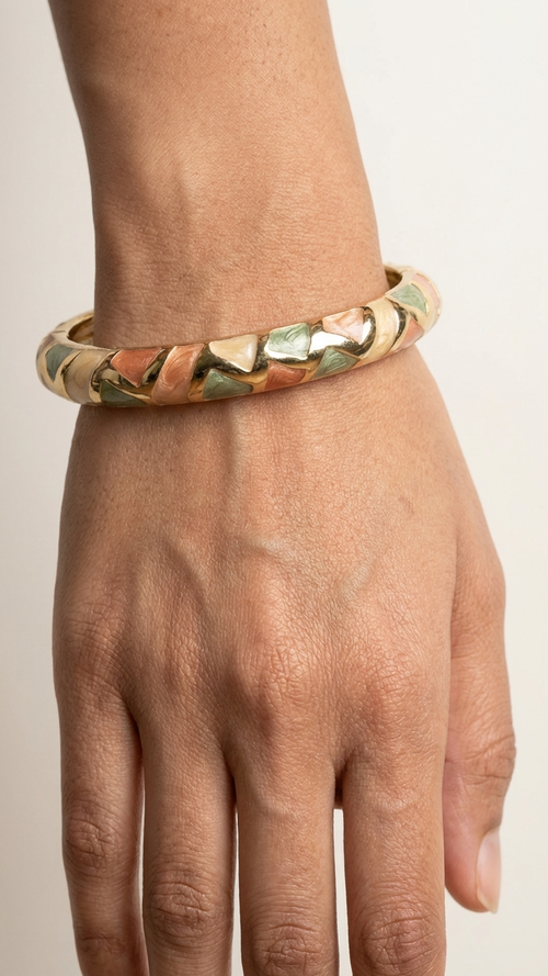 TERRA MUSE – The Pastel Mosaic Enamel Gold Bangle