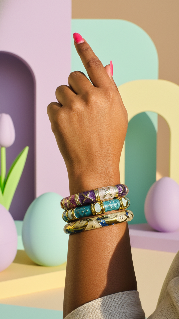 CHROMA POP TRIO – The Multicolour Enamel Gold Bangle Set (3 Pc)