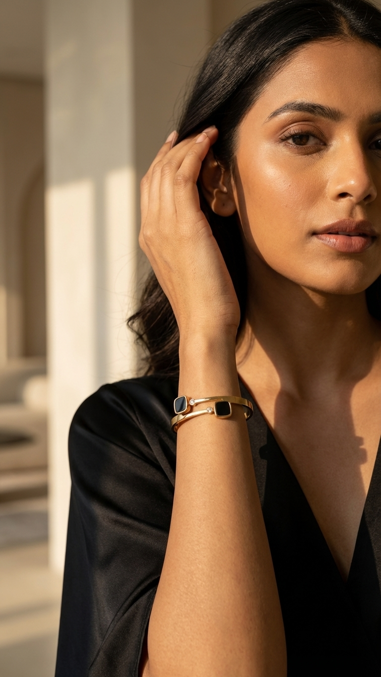 NOIRIX – The Black Enamel Luxe Bracelet