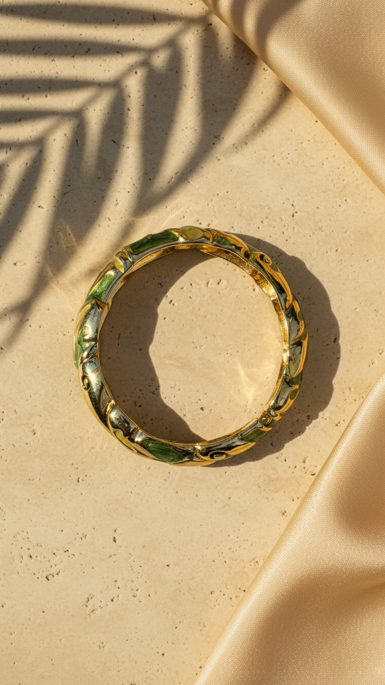 SERENA – The Enamel Fish Sculpted Gold Bangle