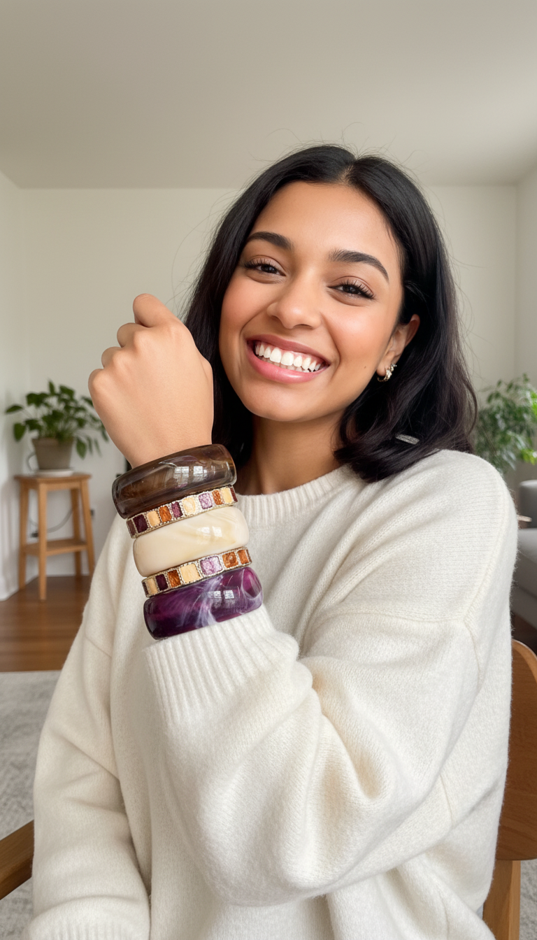 AURORA BLOCK STACK – The Resin & Enamel Luxe Bangle Set (5 Pc)
