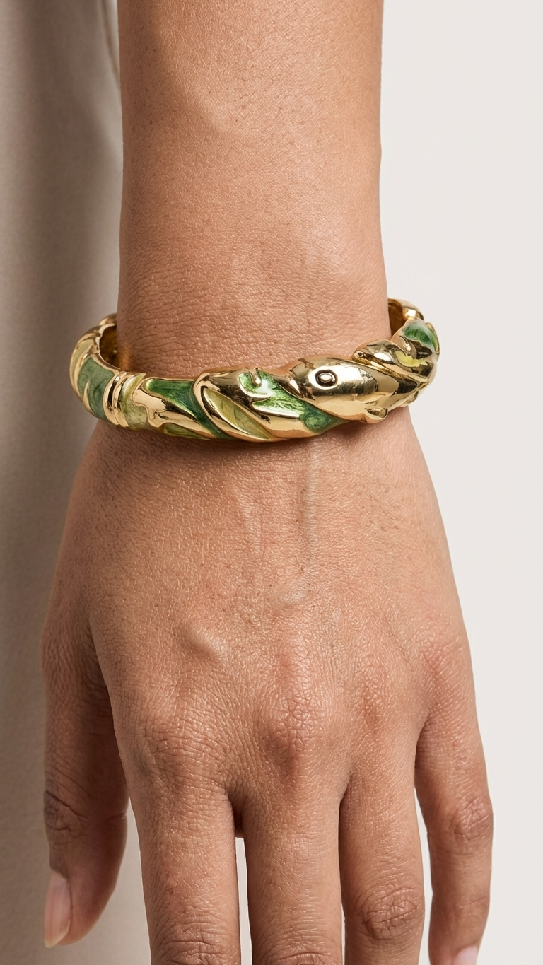 VERDANT DUO – The Green Enamel Gold Bangle Set (Pair)