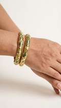 VERDANT DUO – The Green Enamel Gold Bangle Set (Pair)