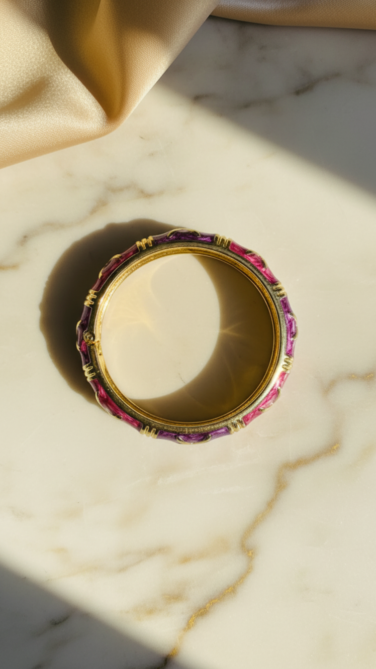 AMETHARA – The Pink & Purple Enamel Gold Bangle