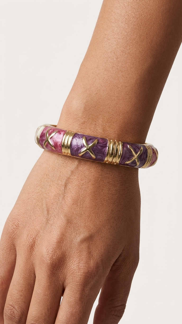 AMETHARA – The Pink & Purple Enamel Gold Bangle