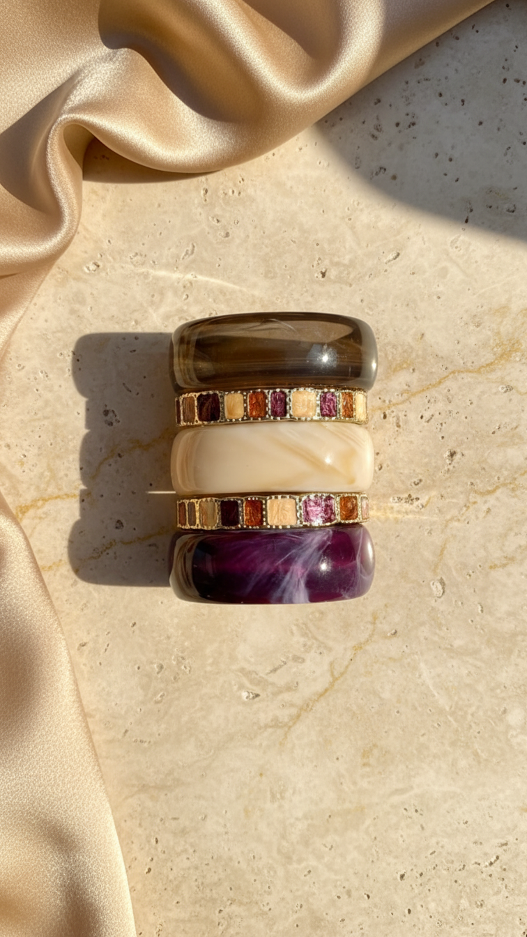 AURORA BLOCK STACK – The Resin & Enamel Luxe Bangle Set (5 Pc)