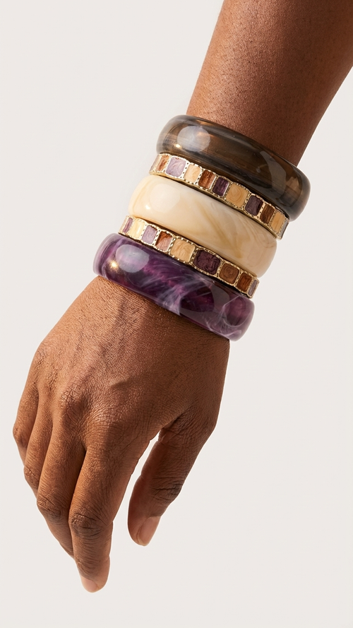 AURORA BLOCK STACK – The Resin & Enamel Luxe Bangle Set (5 Pc)