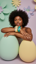 AURORA GLOW STACK – Aqua & Pastel Enamel Gold Bangle Stack (5 Pc)