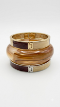 CARAMEL MUSE TRIO – The Resin & Enamel Gold Bangle Set (3 Pc)