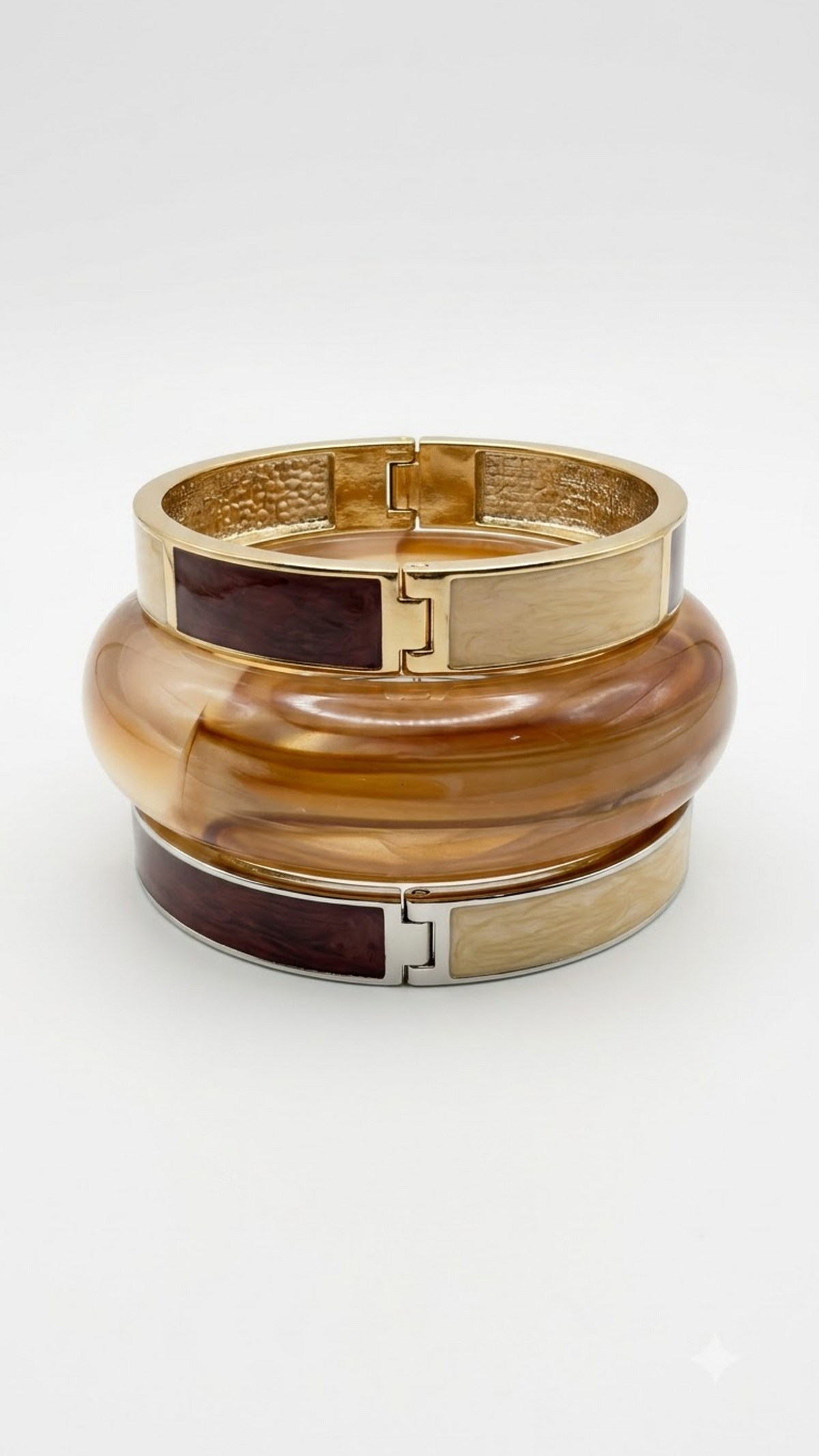 CARAMEL MUSE TRIO – The Resin & Enamel Gold Bangle Set (3 Pc)