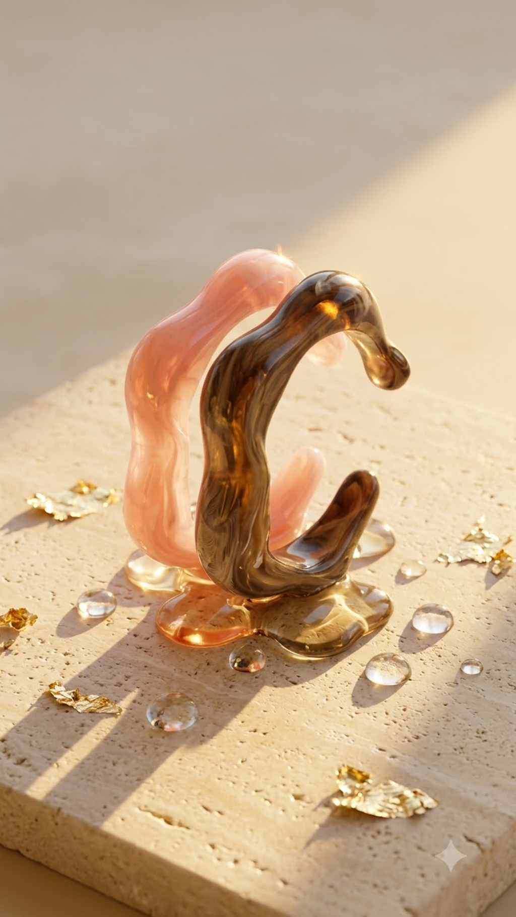Elaris – Rose & Smoke Resin Wave Cuff