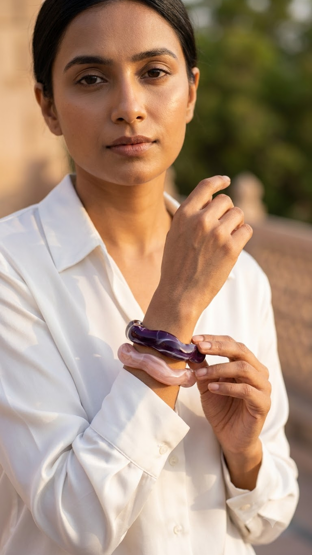 Amara & Selene – Sculpted Glass Cuffs