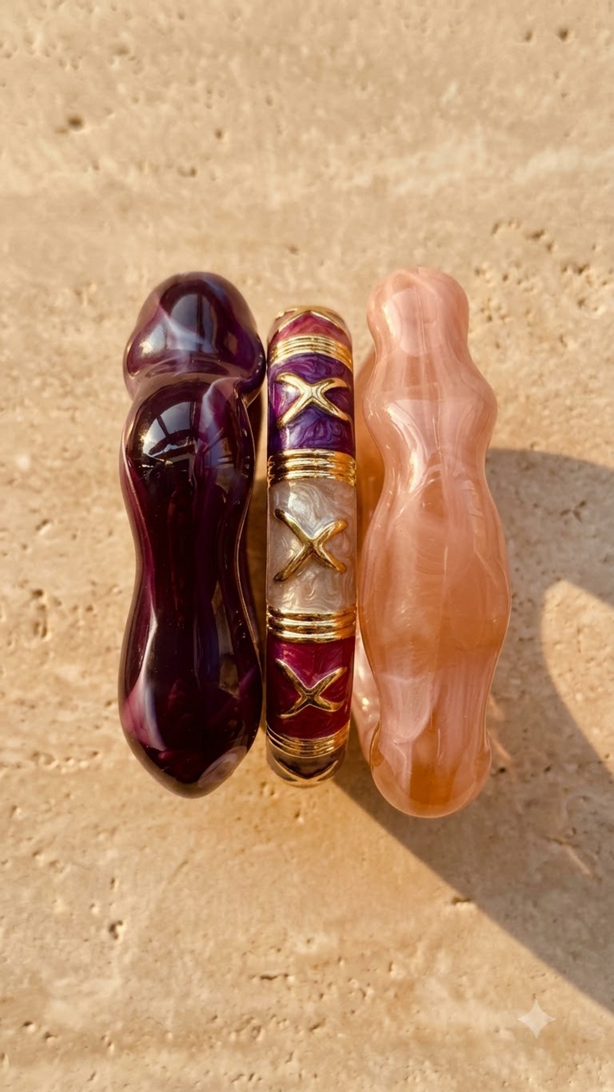 AURORA BLOOM TRIO – Sculpted Resin & Enamel Luxe Stack