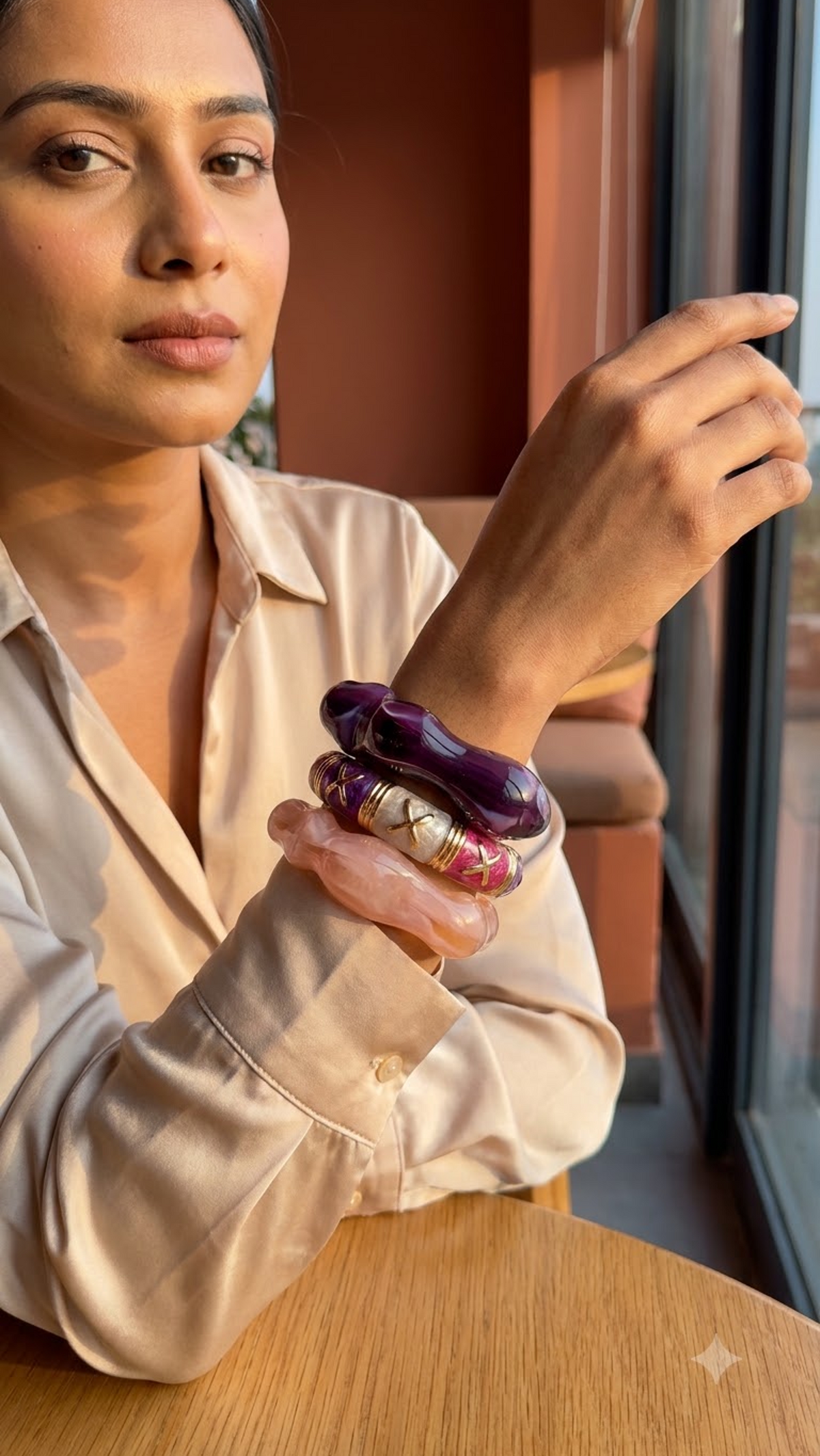 AURORA BLOOM TRIO – Sculpted Resin & Enamel Luxe Stack